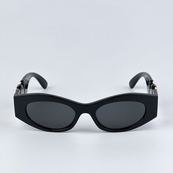 Versace VE4480U GB1/87 BRAND NEW Sunglasses Black Gold Dark Grey Oval Unisex main image 7